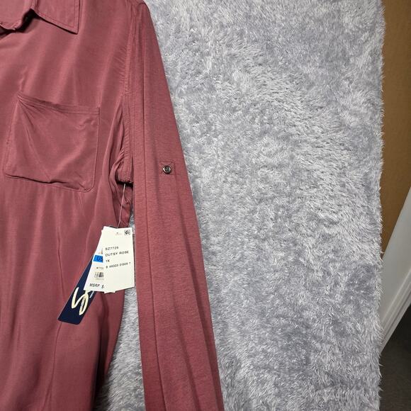 NWT 7 For All Mankind Luxe Dusty Rose Button Up Shirt Size 1X - Picture 5 of 7